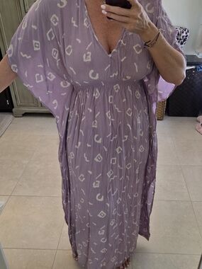 Rujuta Sheth Marie Cinched Caftan Lilac Print